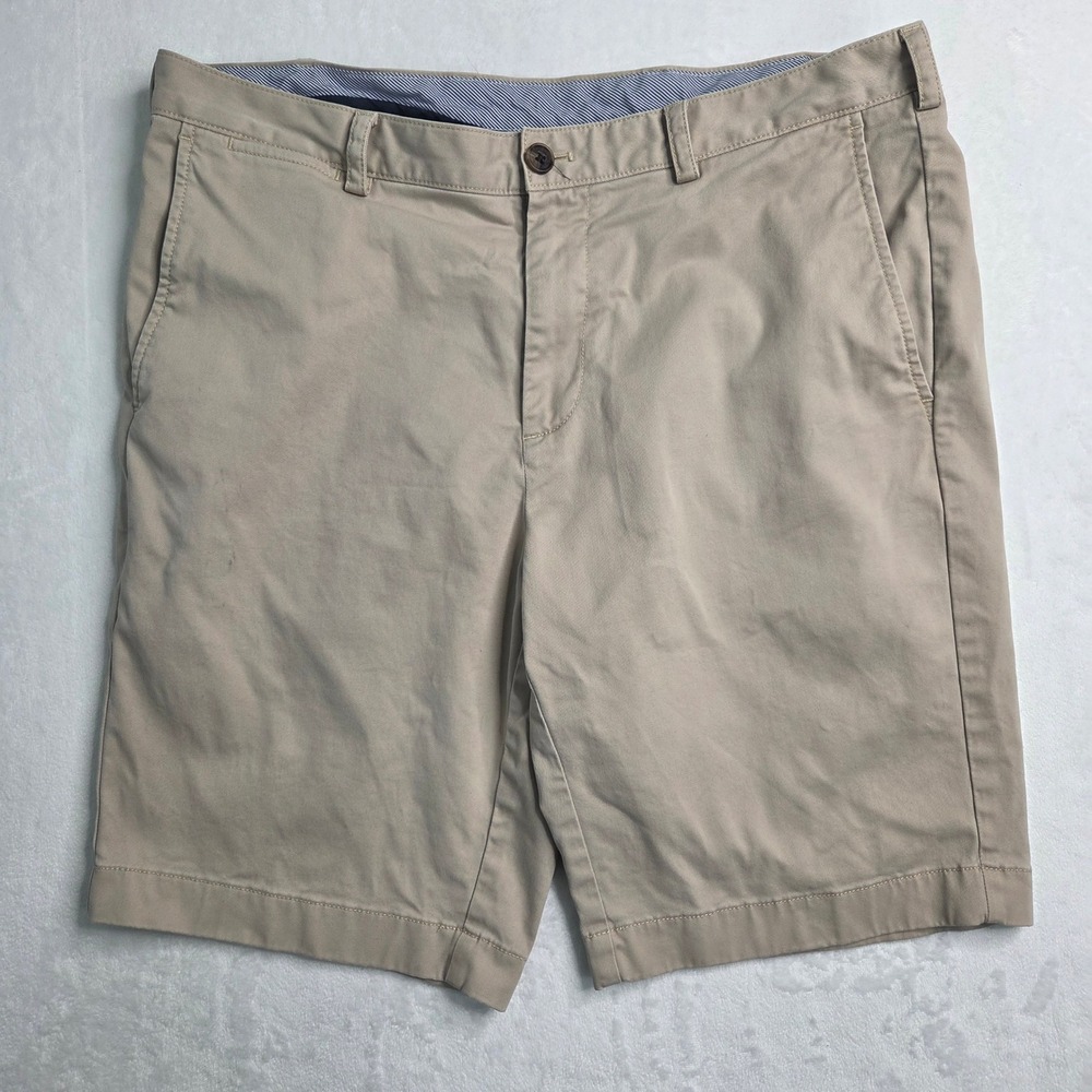 Chino Shorts Brooks Brothers Mens W36 Tan Flat Front‎ Cotton Blend Classic